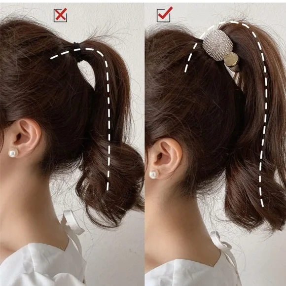 2 Pony tail claw clip pearl + Rhinestone hair accessories - Picture 4 of 5